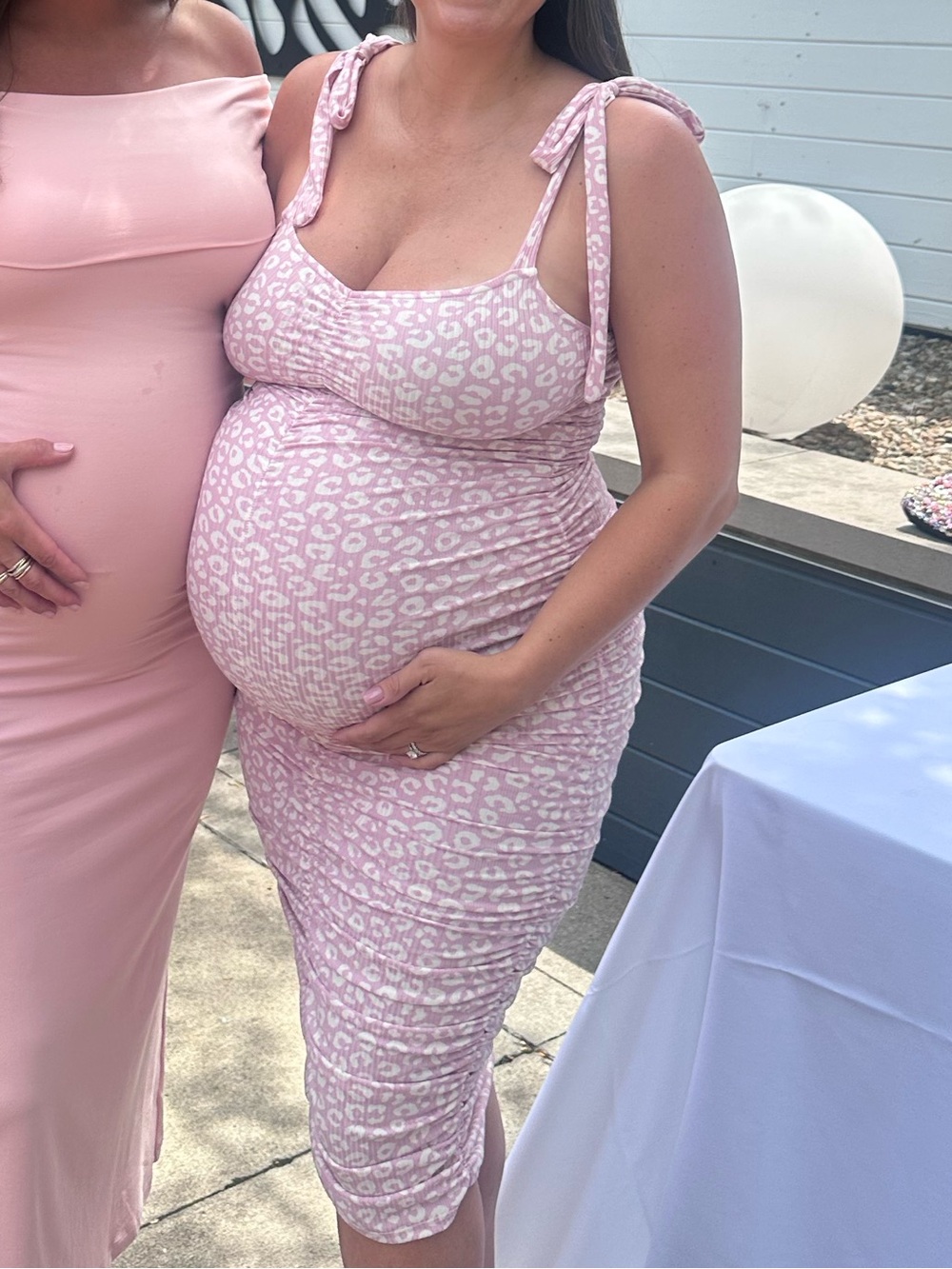 Pinkblush Pink & White Leopard Maternity Tie-Shoulder Bodycon Dress